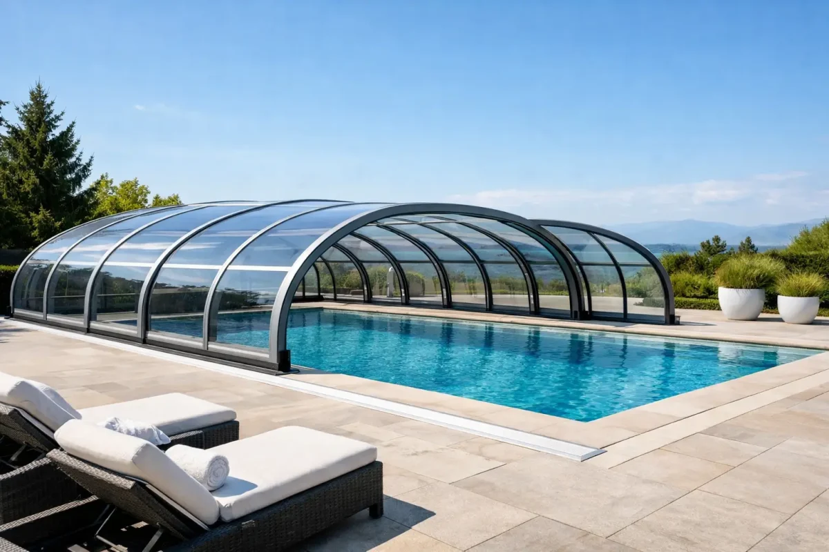 Acoperire pentru piscină de dimensiuni mari