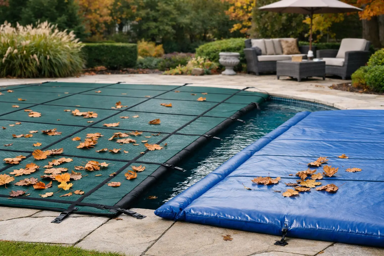 Acoperire piscină pentru frunze - ce alegi