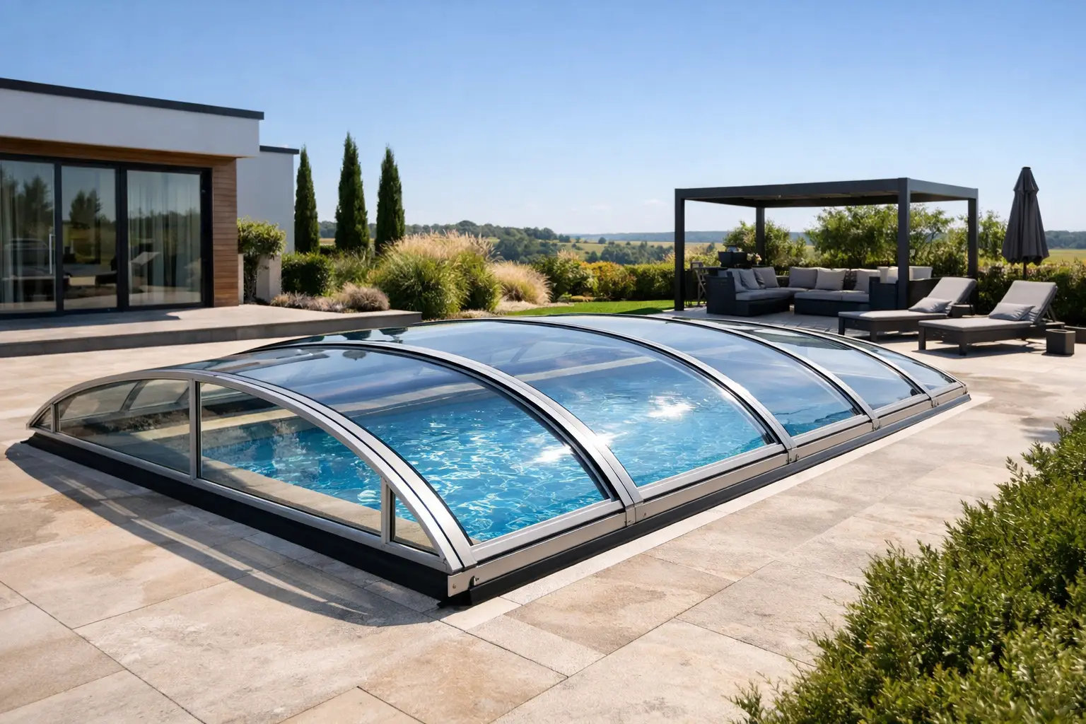 Soluții elegante pentru acoperirea piscinei