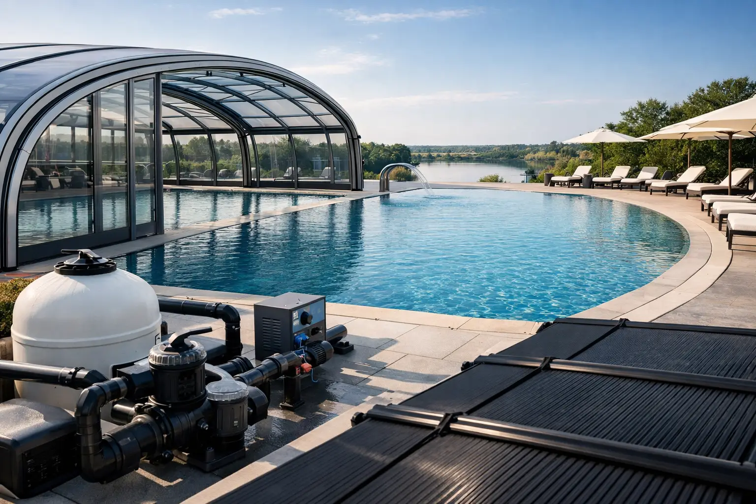 Sisteme pentru piscine mari care reduc costurile