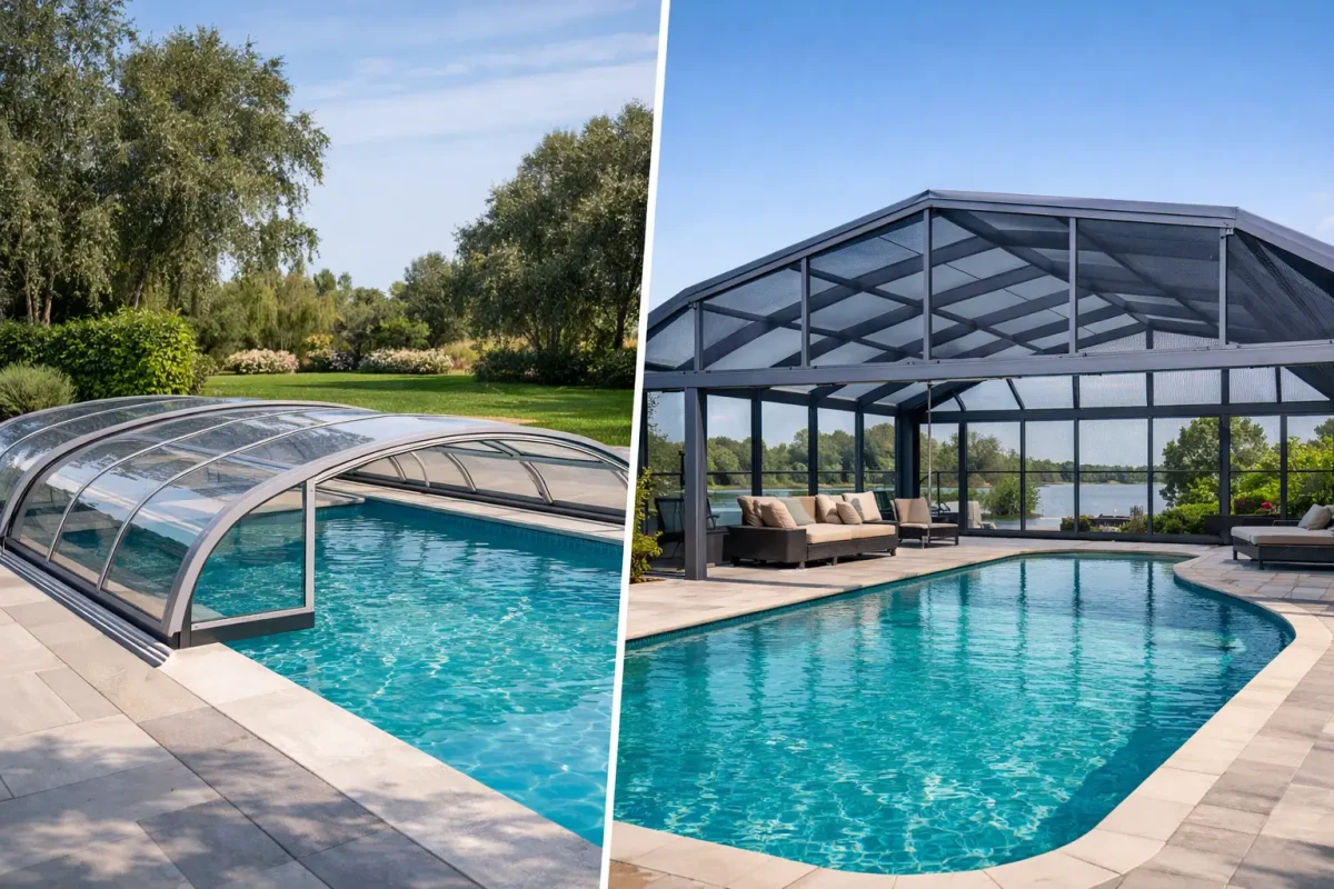 Acoperire piscină versus enclosure din aluminiu