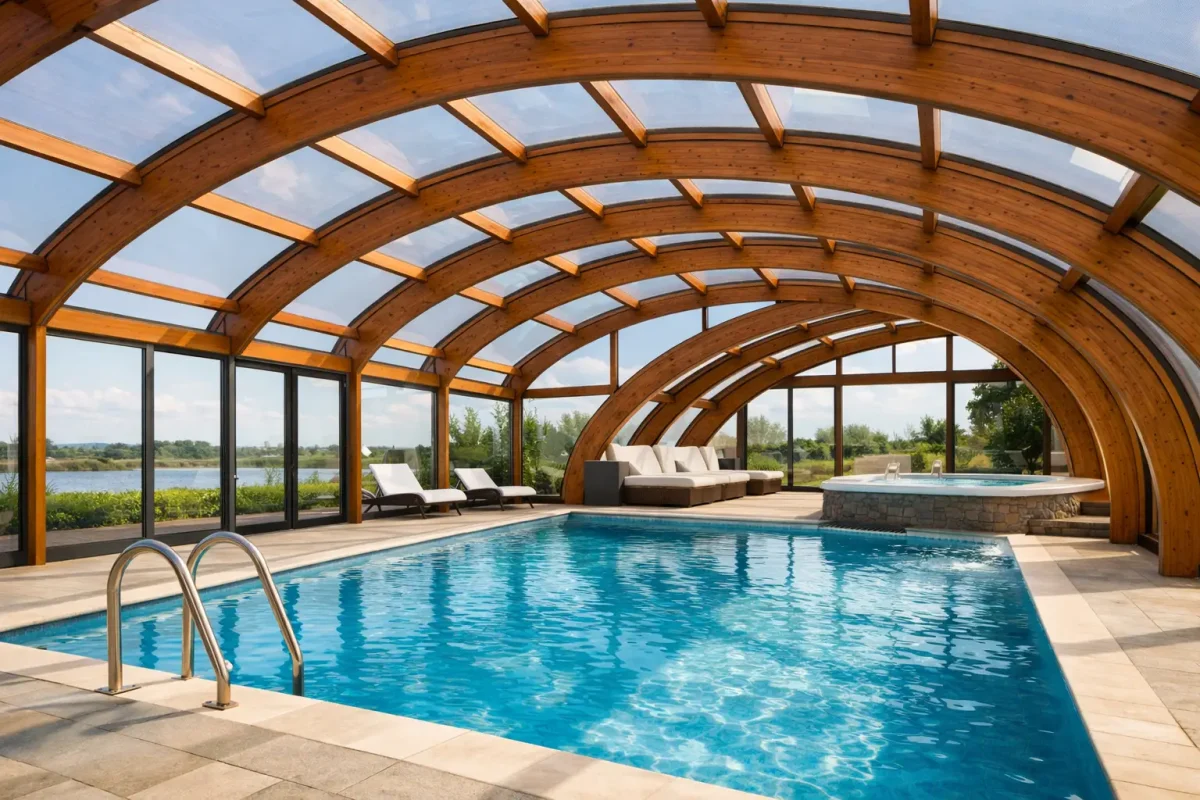 Structura din lemn stratificat pentru piscină