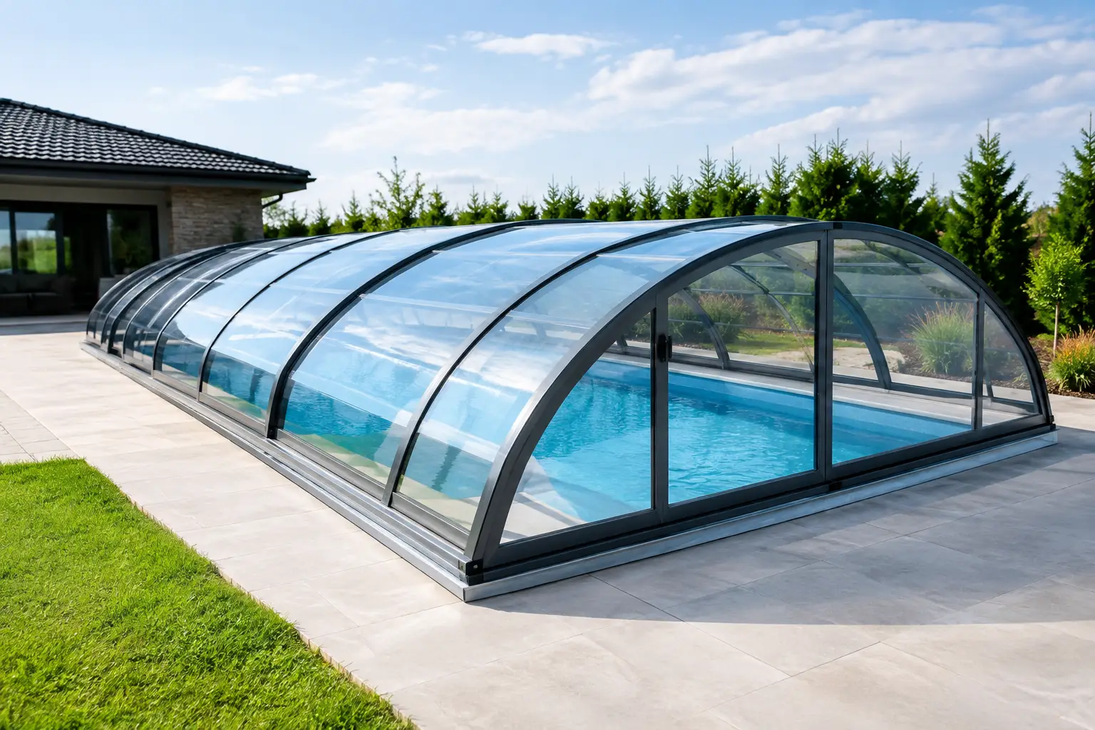 Proiectare închidere telescopică pentru piscină